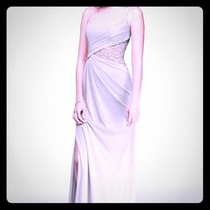 David’s bridal champagne colored slit dress